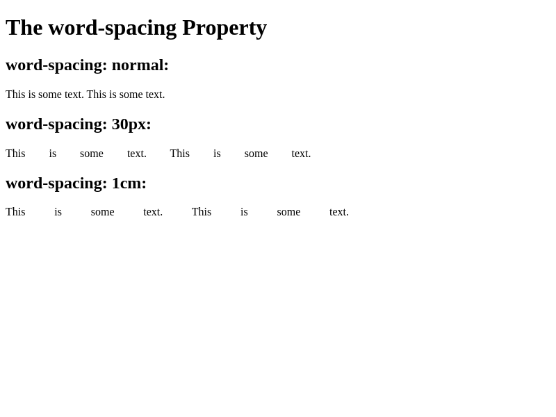 Browser Preview of WORD-SPACING